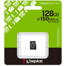 Карта памяти Kingston microSDXC 128GB Canvas Select Plus Memory Card SDCS3/128GBSP UHS-I U1 Class 10/V10/A1, w/o Adapter, 150Mb/s, RTL