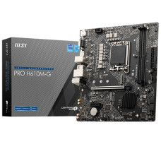 Материнская плата MSI PRO H610M-G H610, LGA1700, 2*DDR5, 1*PCIEx16, 1*PCIEx1, 1*M.2, 4*USB3.2Gen1, 6*USB2.0, 4*SATA3.0, 1G, VGA, DP, HDMI, M-ATX,  BULK