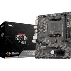 Материнская плата MSI B550M-A PRO B550, AM4, 2*DDR4, 1*PCIEx16, 1*PCIEx1, 1*M.2, 6*USB3.2Gen1, 6*USB2.0, 4*SATA3.0, 1G, DVI, HDMI, M-ATX, RTL