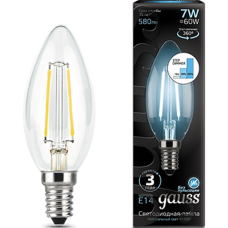 Светодиодная лампа Gauss Black Filament LED Candle E14 7W 4100K Step Dimmable 103801207-S