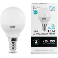 Светодиодная лампа Gauss Elementary LED Globe E14 6W 4100K 53126 x10