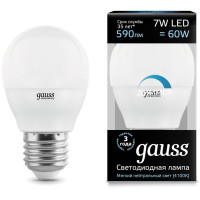 упаковка светодиодных ламп Gauss Black LED Globe E27 7W 4100K Диммируемая 105102207-D x10