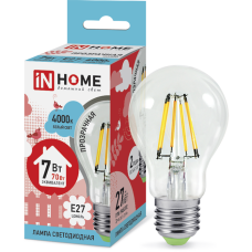 Светодиодная лампа In Home LED-A60-deco 7Вт 230В Е27 4000К 630Лм прозрачная 4690612008059