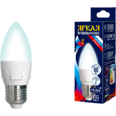 Светодиодная лампа Uniel Яркая LED-C37 7W/NW/E27/FR PLP01WH UL-00002412