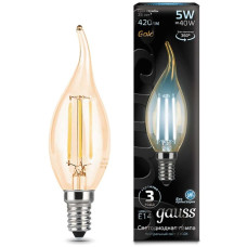 Светодиодная лампа Gauss Black Filament LED Candle Tailed Golden E14 5W 4100K 104801805 х10