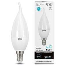 Светодиодная лампа Gauss Elementary LED Candle Tailed E14 8W 4100K 34128
