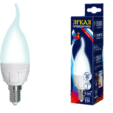 Светодиодная лампа Uniel Яркая LED-CW37 7W/NW/E14/FR PLP01WH UL-00002415