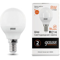Светодиодная лампа Gauss Elementary LED Globe E14 8W 3000K 53118