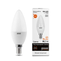 Светодиодная лампа Gauss Elementary LED Candle E14 8W 3000K 33118