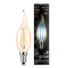 Светодиодная лампа Gauss Black Filament LED Candle Tailed Golden E14 5W 4100K 104801805