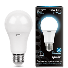 Упаковка светодиодных ламп Gauss Black LED A60 E27 10W 4100K 102502210 x10
