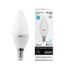Упаковка светодиодных ламп Gauss Elementary LED Candle E14 8W 4100K 33128 x10