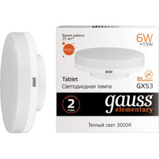 Светодиодная лампа Gauss Elementary LED GX53 6W 2700K 83816