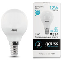 Упаковка светодиодных ламп Gauss Elementary LED Globe E14 12W 4100K 53122 x10