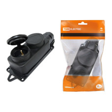 TDM SQ0612-0010 Розетка двухместная с заглушками каучук 2Р+РЕ 16А 250В IP44