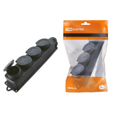 TDM SQ0612-0011 Розетка четырехместная с заглушками каучук 2Р+РЕ 16А 250В IP44