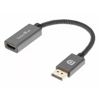 Telecom <TA560> Кабель-переходник DP -> HDMI-F 0.2m , серый металлик, оплетка, 4K@60Hz [7958820049156]