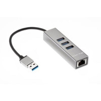 Telecom Переходник USB 3.0 ->RJ-45 1000Mbps +3 USB3.0, Aluminum Shell, 0.2м Telecom <TA311U>
