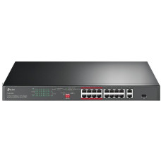 TP-Link TL-SL1218P 18-портовый коммутатор с 16 PoE+ портами 10/100 Мбит/с и 2 гигабитными портами