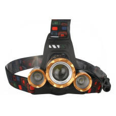 Ultraflash E1333 (фонарь налоб акк 3,7В, золото /черный, 3LED, 4 Ватт, фокус, 2 ак 4 реж, метал,