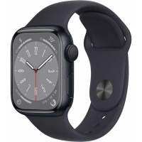 Apple Watch Series 8, 41 мм, корпус из алюминия цвета «тёмная ночь», спортивный ремешок цвета «тёмная ночь», размер M/L [MNU83LL/A] (США)