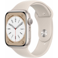 Apple Watch Series 8, 45 мм, корпус из алюминия цвета «сияющая звезда», спортивный ремешок цвета «сияющая звезда», размер S/M [MNUP3LL/A] (США)