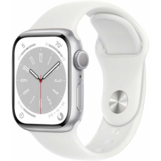Apple Watch Series 8 GPS 41mm Silver Aluminum Case with White Sport Band - S/M [MP6L3LL/A] (США)
