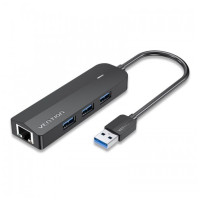 Концентратор OTG USB 3.0 Vention CHNBB 3 ports черный 0.15м + LAN