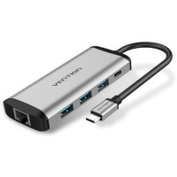 Концентратор USB Type C Vention TGDHB (OTG USB 3.0 F x 2 / RJ45 F)