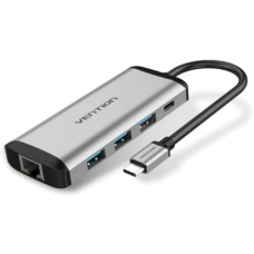 Концентратор USB Type C Vention TGDHB (OTG USB 3.0 F x 2 / RJ45 F)