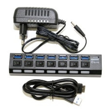 5bites HB37-303PBK Концентратор 7*USB3.0 / БП 5В-2А / 1.2M / BLACK