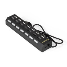 Exegate EX293978RUS USB-Хаб (концентратор) ExeGate DUB-72SW (кабель-адаптер USB2.0 -> 7xUSB2.0, кнопки включения/отключения для каждого порта, Plug&Play, черный)