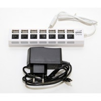 5bites HB27-203PWH Концентратор 7*USB2.0 / БП 5В-2А / 1M / WHITE