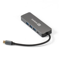 Exegate EX293984RUS Док-станция ExeGate DUB-31C/PD/H (кабель-адаптер USB Type-C -> 3xUSB3.0 + PD 60W + HDMI 4K@30Hz, Plug&Play, серый)