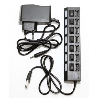 5bites HB27-203PBK Концентратор 7*USB2.0 / БП 5В-2А / 1M / BLACK