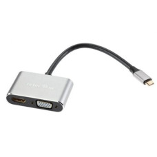 VCOM TUC055 Кабель-концентратор USB3.1 TypeCm ->HDMI+USB3.0+PD+VGA Alum Grey 4K@30Hz, Telecom<TUC055>[6926123465530]