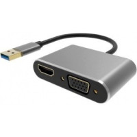 VCOM CU322M Кабель-переходник USB 3.0 (Am) -> HDMI(f)+VGA(f), Aluminum Shell