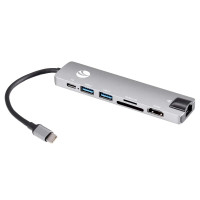 VCOM CU4351 Адаптер Type-Cm ->HDMI A(f) 4K@30Hz+USB3.0+USB2.0+RJ45+TF+CD+PD,VCOM, Alum Shell, VCOM<CU4351>[4895182218086]