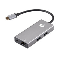 VCOM CU459 Адаптер Type-Cm -> RJ-45+2USB3.0(f) + PD100 Вт Alum Shell VCOM <CU459>