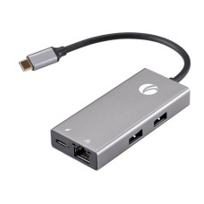 VCOM CU459 Адаптер Type-Cm -> RJ-45+2USB3.0(f) + PD100 Вт Alum Shell VCOM <CU459>