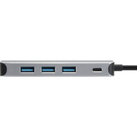 VCOM CU4383 Адаптер концентратор Type-C -> 4 port USB3.0 HUB+PD, Alum Shell VCOM <CU4383>[4895182217720]