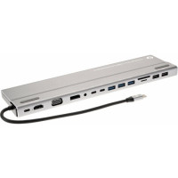 VCOM CU4703 Адаптер TypeC ->3*USB3.0+2*USB2.0+VGA+RJ45+SD+TF+AUD+HDMI+DP+2*USB3.1 Data+PD[4895182217294]