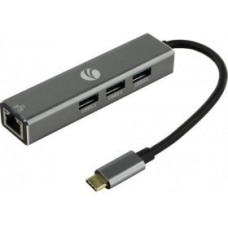 VCOM DH311A Кабель-концентратор USB 3.1 Type-Cm -> RJ-45+3port USB3.0(f) Aluminum Shell VCOM [DH311A] [4895182246775]
