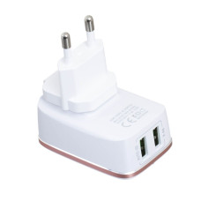 LDNIO LD_B4387 A2204/ Сетевое ЗУ + Кабель Micro/ 2 USB Auto-ID/ Выход: 12W/ White&Gold
