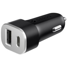 Зарядное устройство автомобильное Deppa USB A + USB Type-C, ток 4.8A, черное (11288)