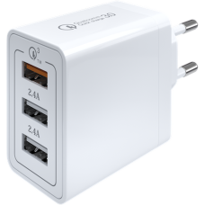 Зарядное устройство сетевое Red Line NQC-3A 30W 2xUSB + QC 3.0 белый