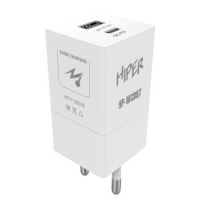 HIPER СЗУ 20 Вт, QC/PD, TYPE-C + USB A, белый (HP-WC007)