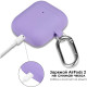 Чехол Brosco для Apple AirPods 2 силиконовый с карабином, фиолетовый