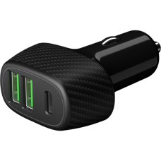 Зарядное устройство автомобильное Deppa 2xUSB A + USB Type-C, QC 3.0, черное (11296)