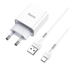 HOCO HC-27961 C81A/ Сетевое ЗУ + Кабель Type-C 1m/ 1 USB/ Выход: 10.5W/ White